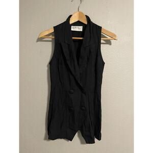 Vintage Rampage Juniors Vest Size 3 Black Double Breasted Sleeveless Grunge 90s
